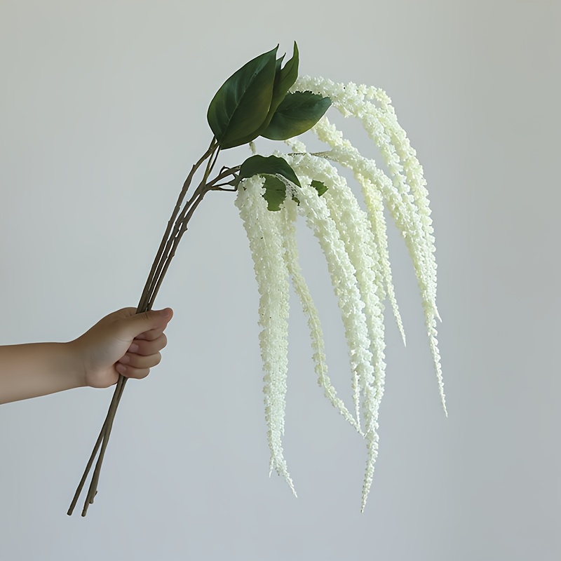 Image of 3pcs Long Stemmed Artificial Chicken Feather Tears, Suitable For Wedding Arch Decoration, Wedding Site Arrangement Hanging Feeling Simulation Plants, Room Vase Filler Artificial Plants