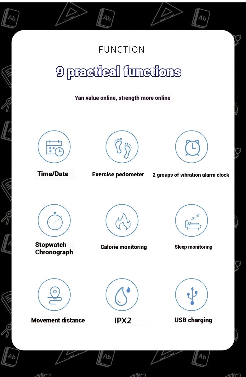 Montre Connectée Mince et Intelligente avec Compteur de Pas, Compteur de Calories & Réveil - Montre Numérique USB pour Étudiants, Podomètre, Chronomètre, Bracelet Souple (Compatible avec /, Non) - Idéale pour le Sport et le Quotidien