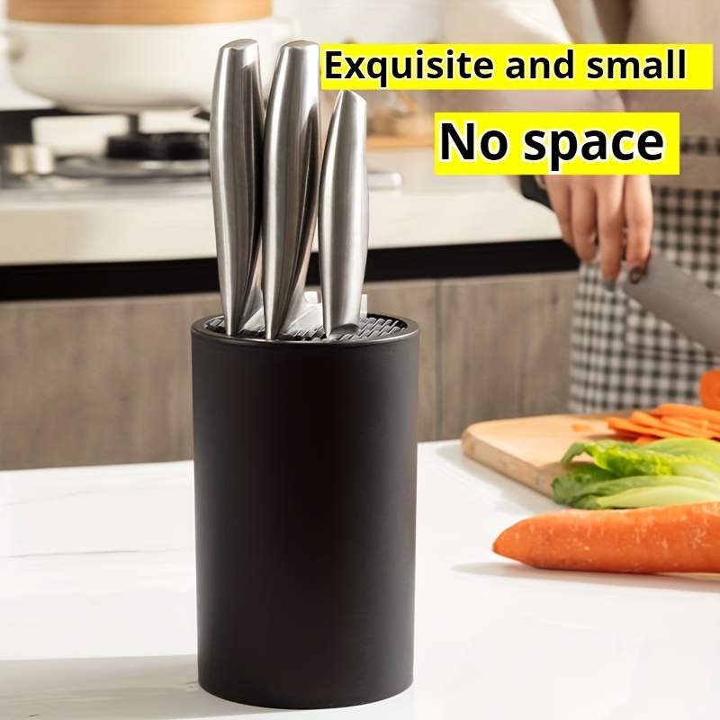 

Premium Black Knife Block - Multi-functional Kitchen Organizer For Knives, Scissors & Utensils - Durable Plastic Storage Rack