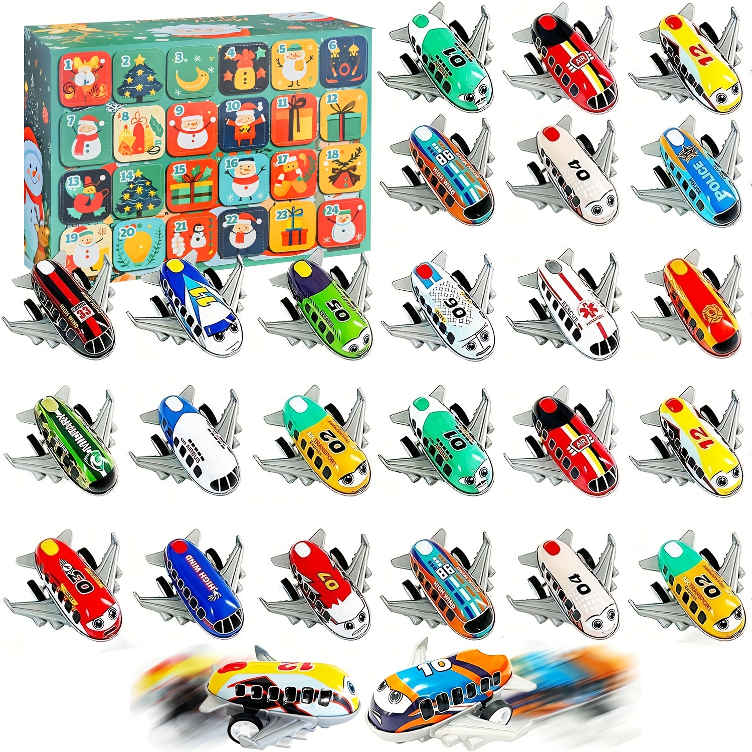 

24 Pcs Christmas Blind Box Mini Pull Back Airplanes - Bulk Plastic Toy Set For Kids, Classroom , Birthday Party Favors, Fillers - No Batteries Required, Featherless