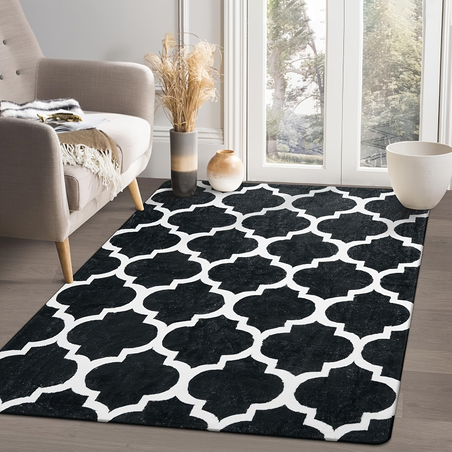 1pc simple and irregular graphic pattern carpet soft non slip and dirt resistant floor mat living room kitchen and bathroom supplies square weight 480g thickness 1cm details 4