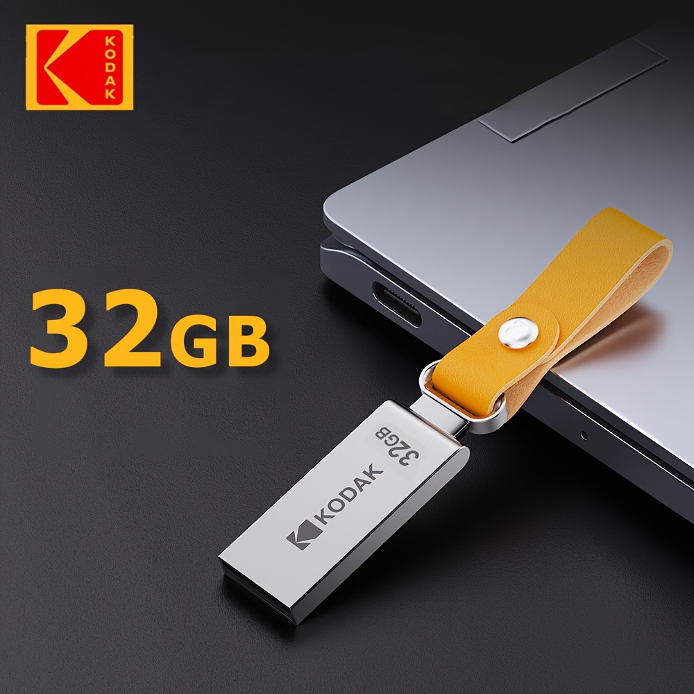 TEMU Memoria USB de velocidad, mini flash USB 2.0 de 32 GB, pendrive de 64 GB, memoria USB con cordón de cuero, disco U de metal K122