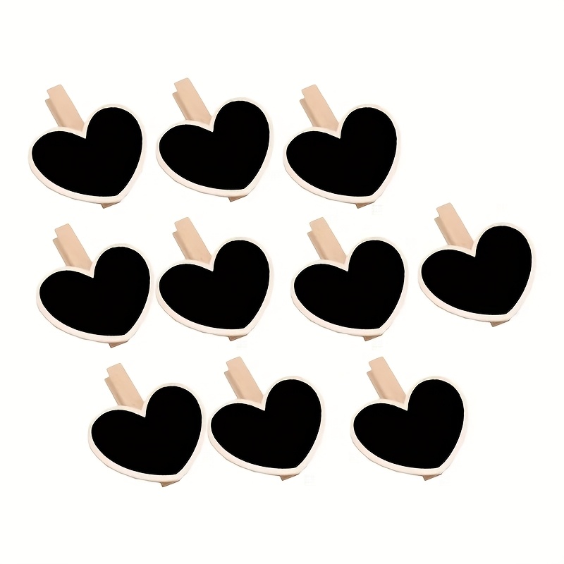 10pcs Hanging Wooden Blackboard Message Chalkboard Clips Tags Number Label Heart Shaped Craft