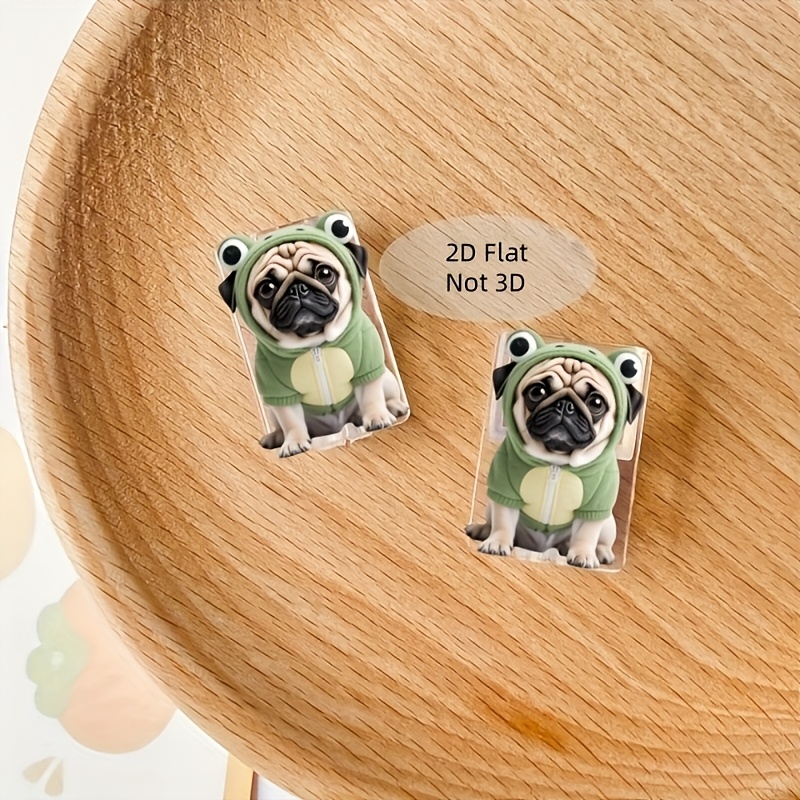 TEMU 2D Flat, ein Set aus 2 bezaubernden Mops-Kabelschutzleisten, bekleidet mit Froschkostümen, kratzfeste Typ-C/Mobil-Ladegerätekabel-Abdeckungen,
