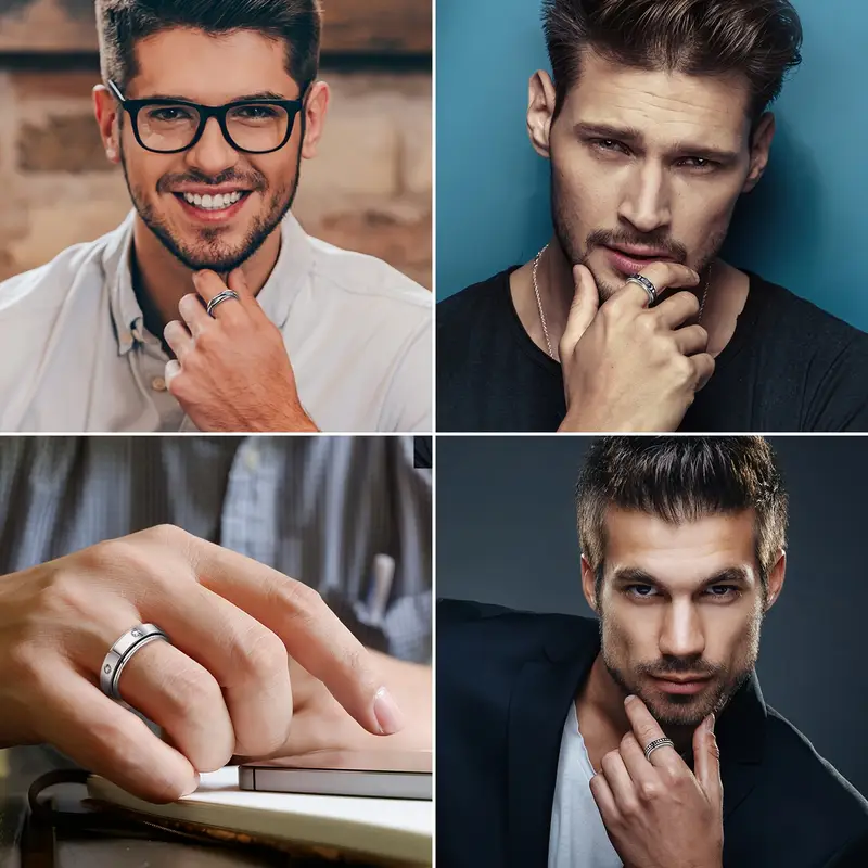 6pcs stainless steel spinner fidget rings anti anxiety design for casual attire gifting Product details 7