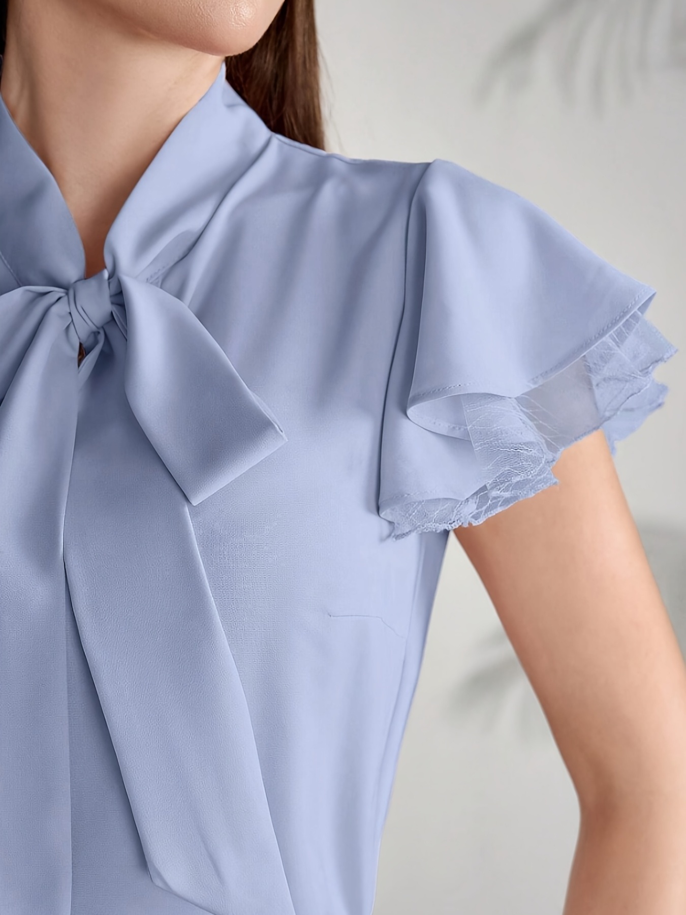 spring and summer flowing ribbon double layered   sleeve shirt details 4