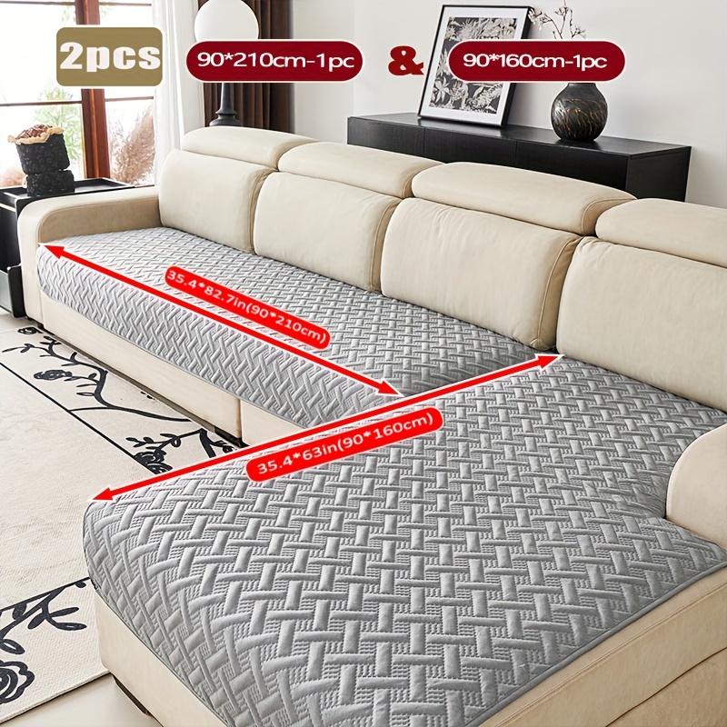 TEMU 2pcs L-shaped Corner Sofa Universal High-end Technology Embossed Anti Slip Sofa Cushion, Pet Urine Isolation Anti Slip Cushion. Popular Sofa