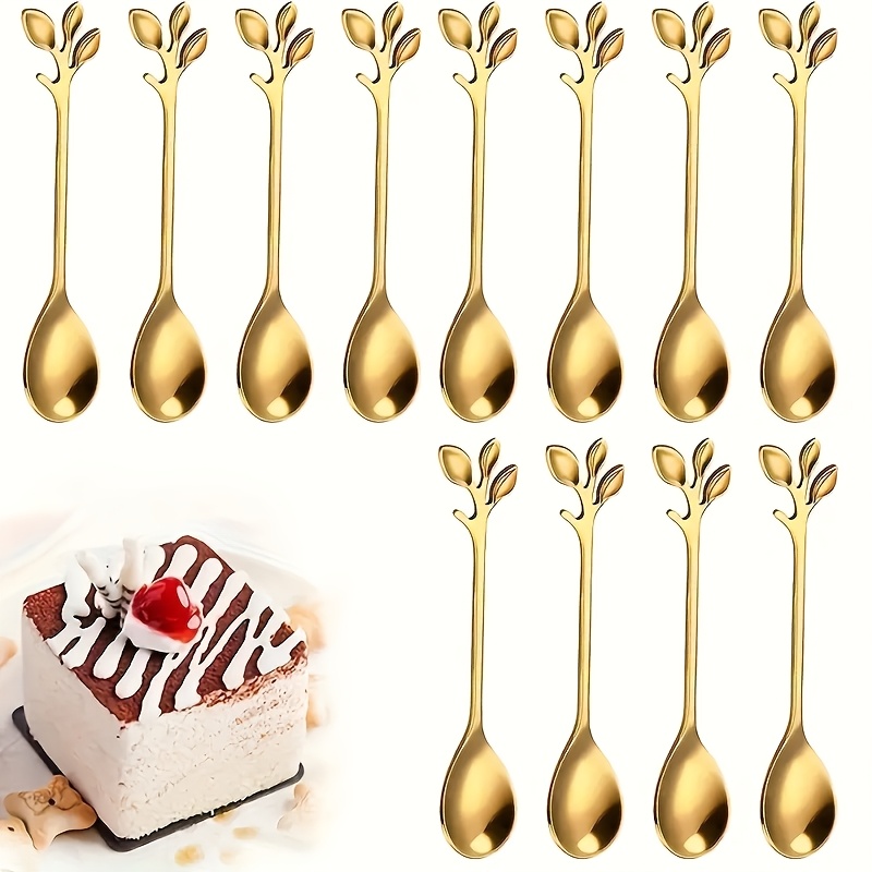 

Ensemble de 12 cuillères à dessert élégantes en acier inoxydable avec motif de feuille - Cuillères à dessert et à café lavables au lave-vaisselle pour ensemble d'ustensiles de cuisine