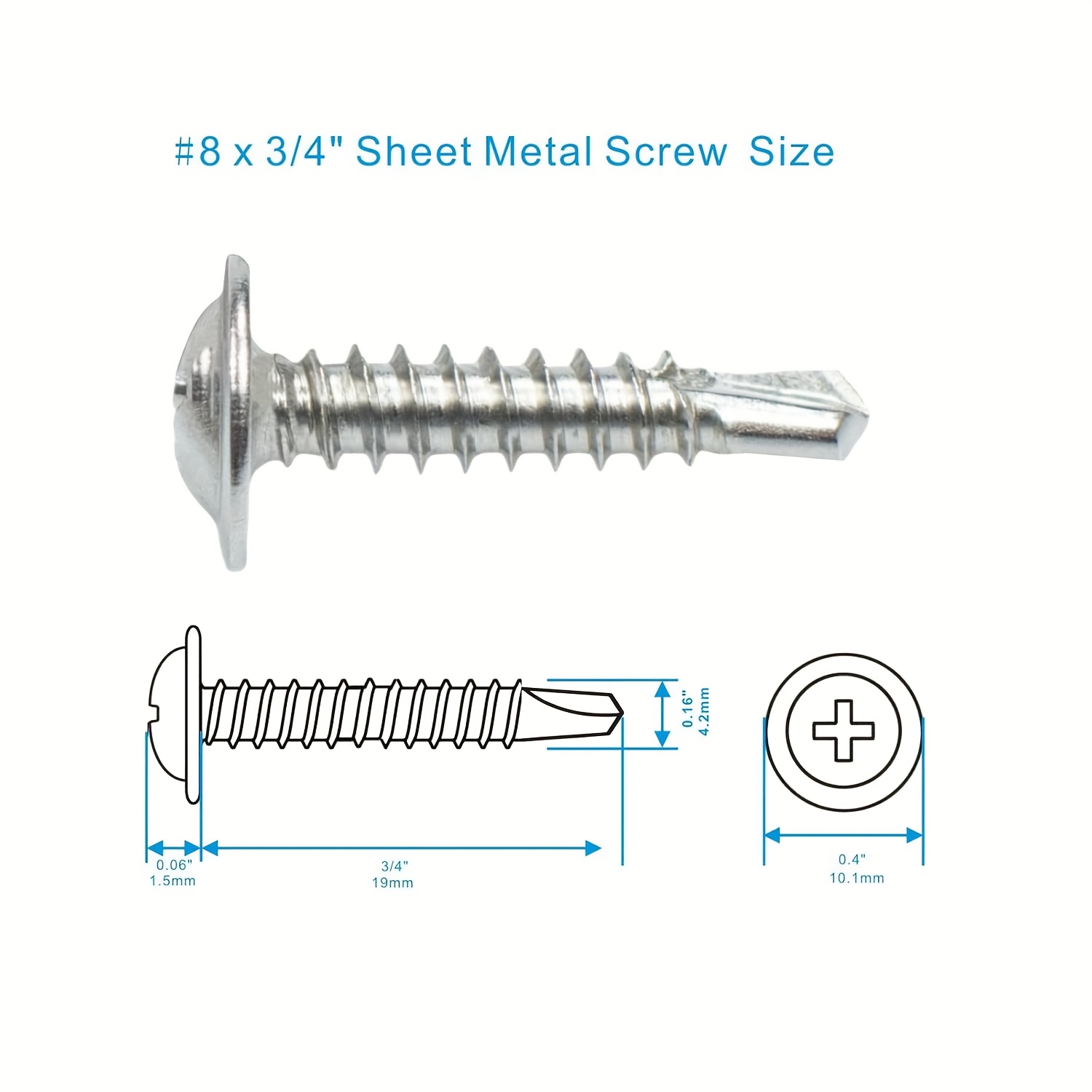 TEMU 100pcs 410 Stainless Steel Large Self-drilling Screws, Cross Large Drilling Inlaid Edge Screws, Kinds Of Lengths For Combination Sets, Suitable