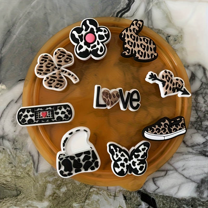 Image of 9pcs Cute Print Durable Diy Detachable Pvc Shoe Charm Set, Outfits And Ideal Gifts For Birthdays, Valentine's Day, Halloween, Christmas
