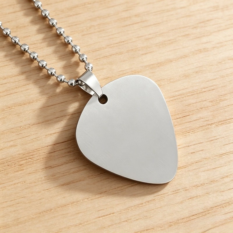 TEMU 1pc Simple Unisex Guitar Smooth Sequins 304 Stainless Steel Pendant Necklace, Hip Hop Rock Jewelry Gift