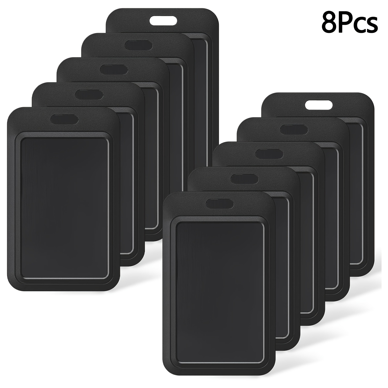 TEMU 2d 8pcs Id Card Holders, Sliding Hard Black Vertical Card Sleeves, Hard Plastic Vertical Id Card Case, Suitable For Office, School Id Cards,