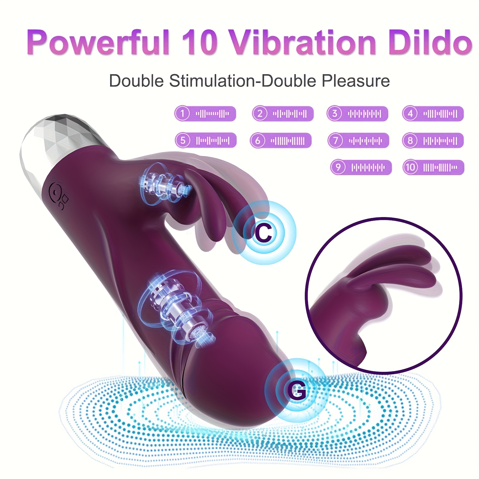 gode ​​vibrateur lapin réaliste pour stimulation du du , rechargeable par  usb, vibrant avec 12 vibrations , à double moteur pour , femme, couple –  ménage et santé – Temu