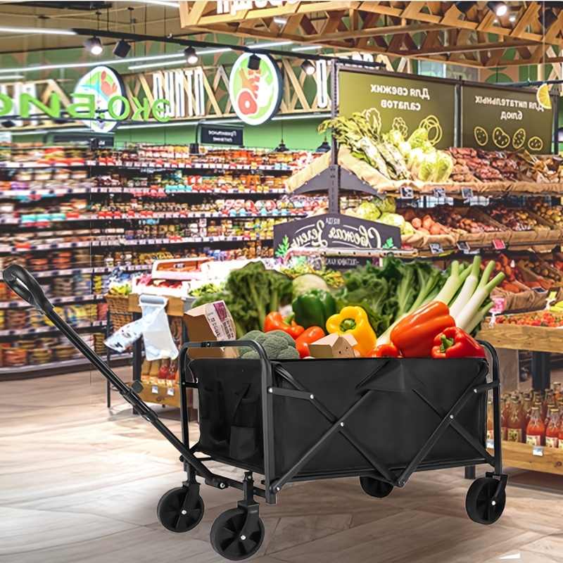 [600lbs Folding Cart] Heavy-Duty 600lbs Capacity Aluminum Alloy Folding Shopping Cart | Ergonomic Handles, All-Terrain Wheels, Durable Reinforced Frame | For Groceries, Moving, Home Use, 280lbs Folded Weight