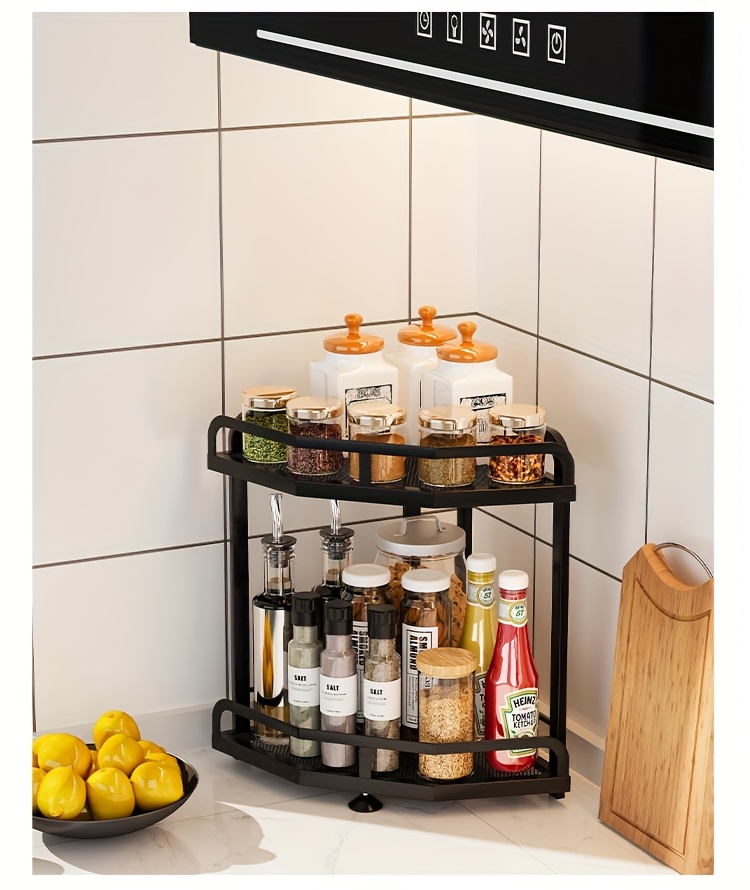 1pc modern metal countertop storage rack space saving multifunctional corner organizer with suction cups for kitchen accessories kitchen organizers and storage Product details 7