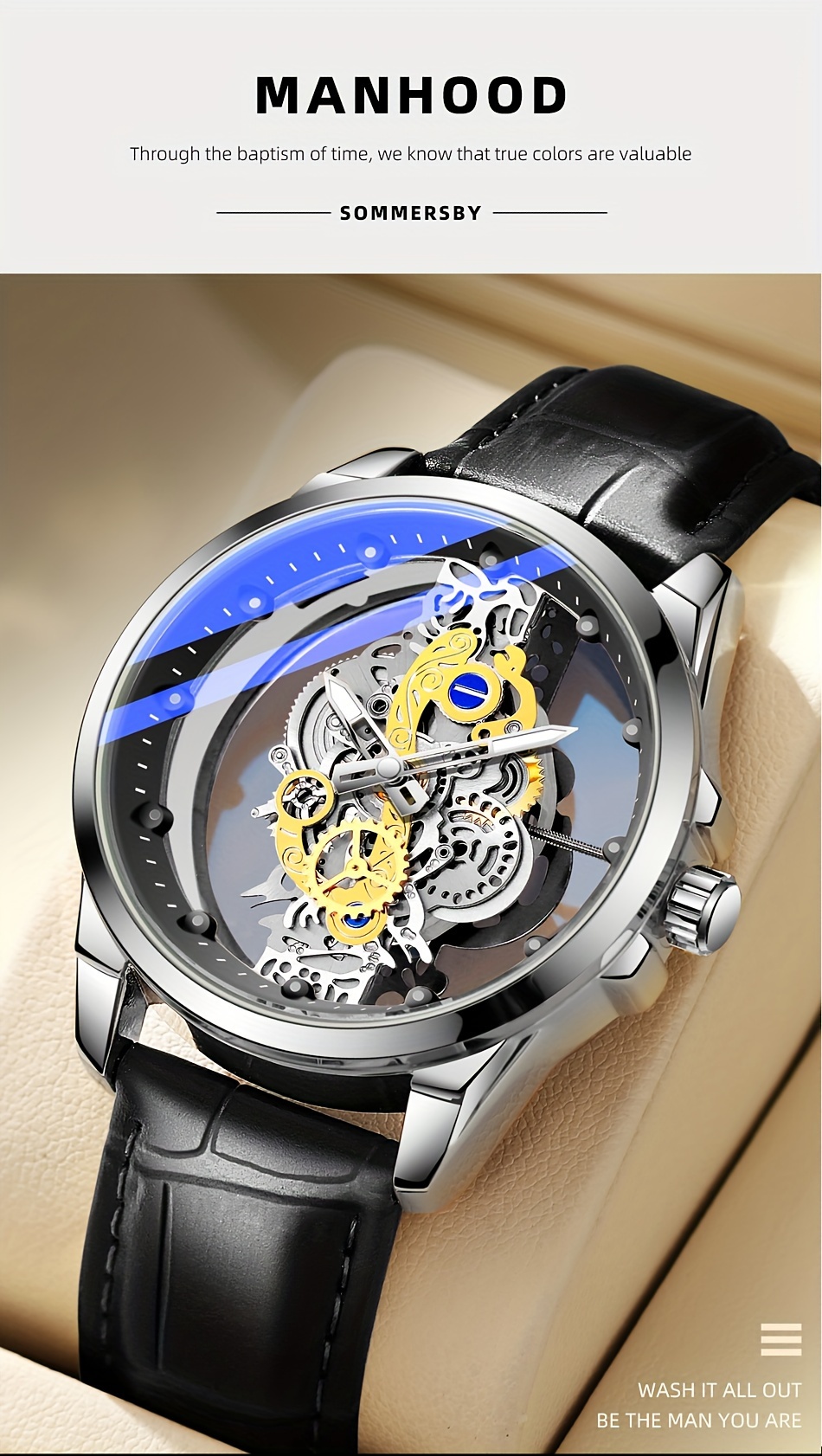  elegant mens quartz watch with durable steel strap perfect for everyday wear memorable gift details 1