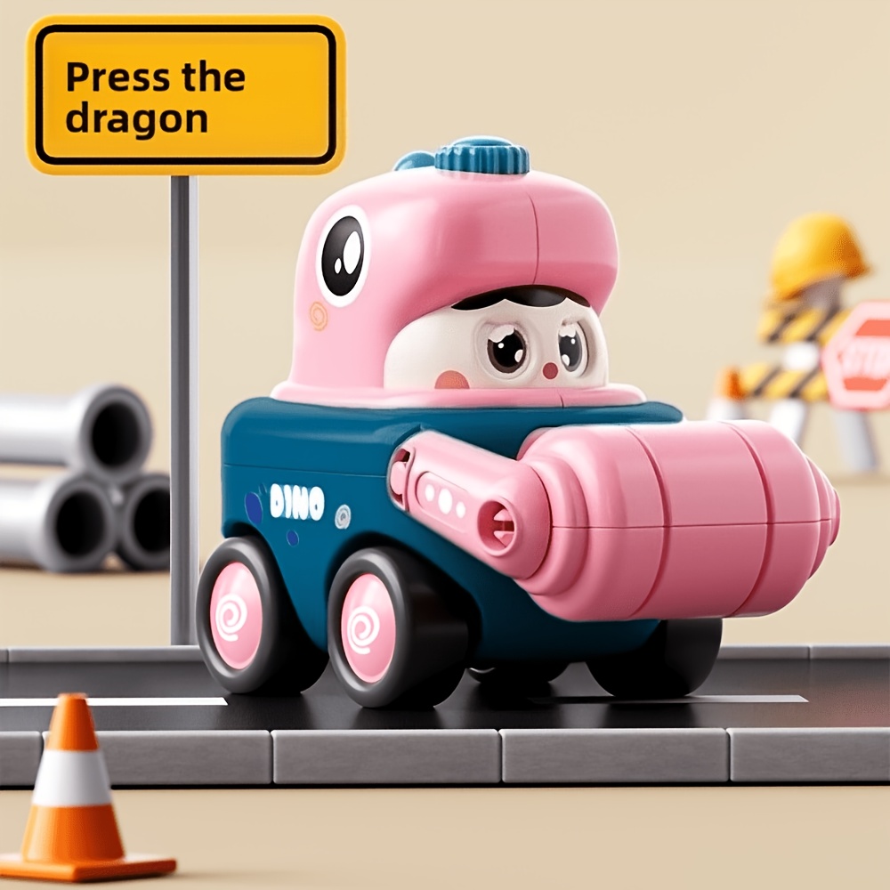 Press and Transform Sliding Dinosaur Engineering Vehicle Toy for Kids