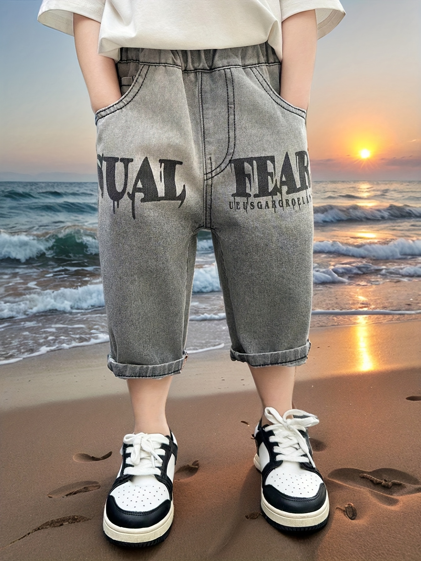 men's casual summer denim shorts kids 