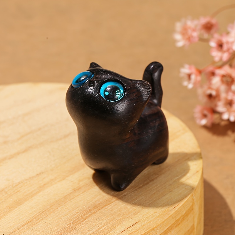 

Wooden Cat Figurine - For Fireplace, Desk &