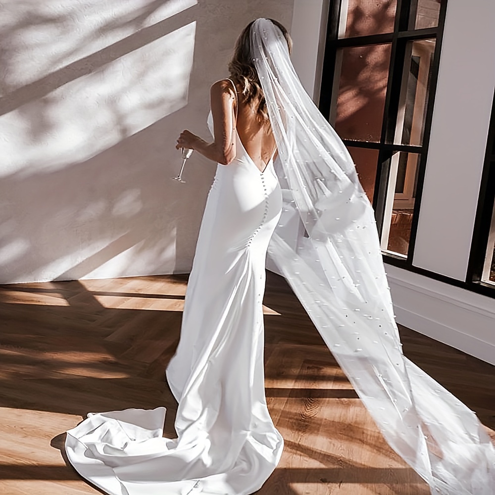 elegant sheer bridal veil artificial lightweight wedding - Temu