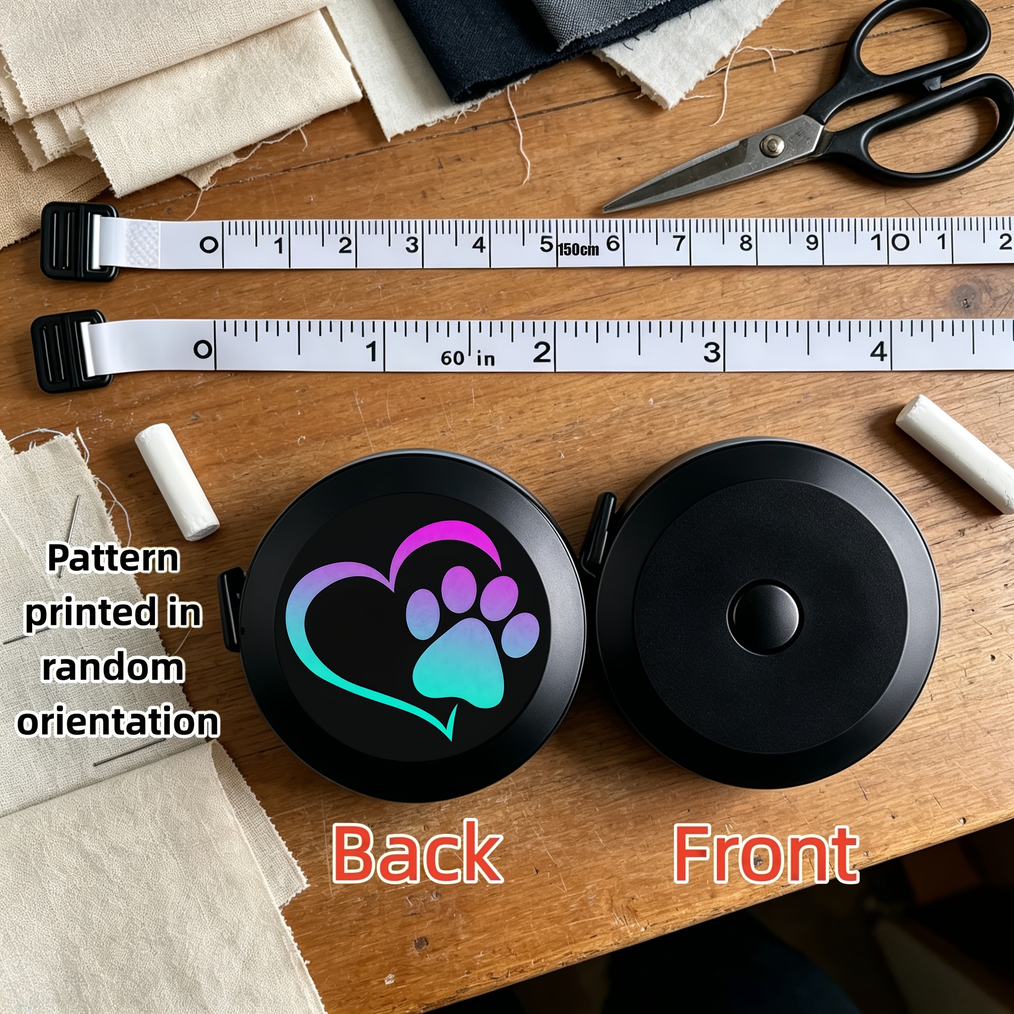 TEMU Paw Print Mini Soft Tape Measure 150cm/60in Double Scale Metric & Imperial Sewing Measuring Ruler For Body Waist Bust Clothing Tailoring Craft