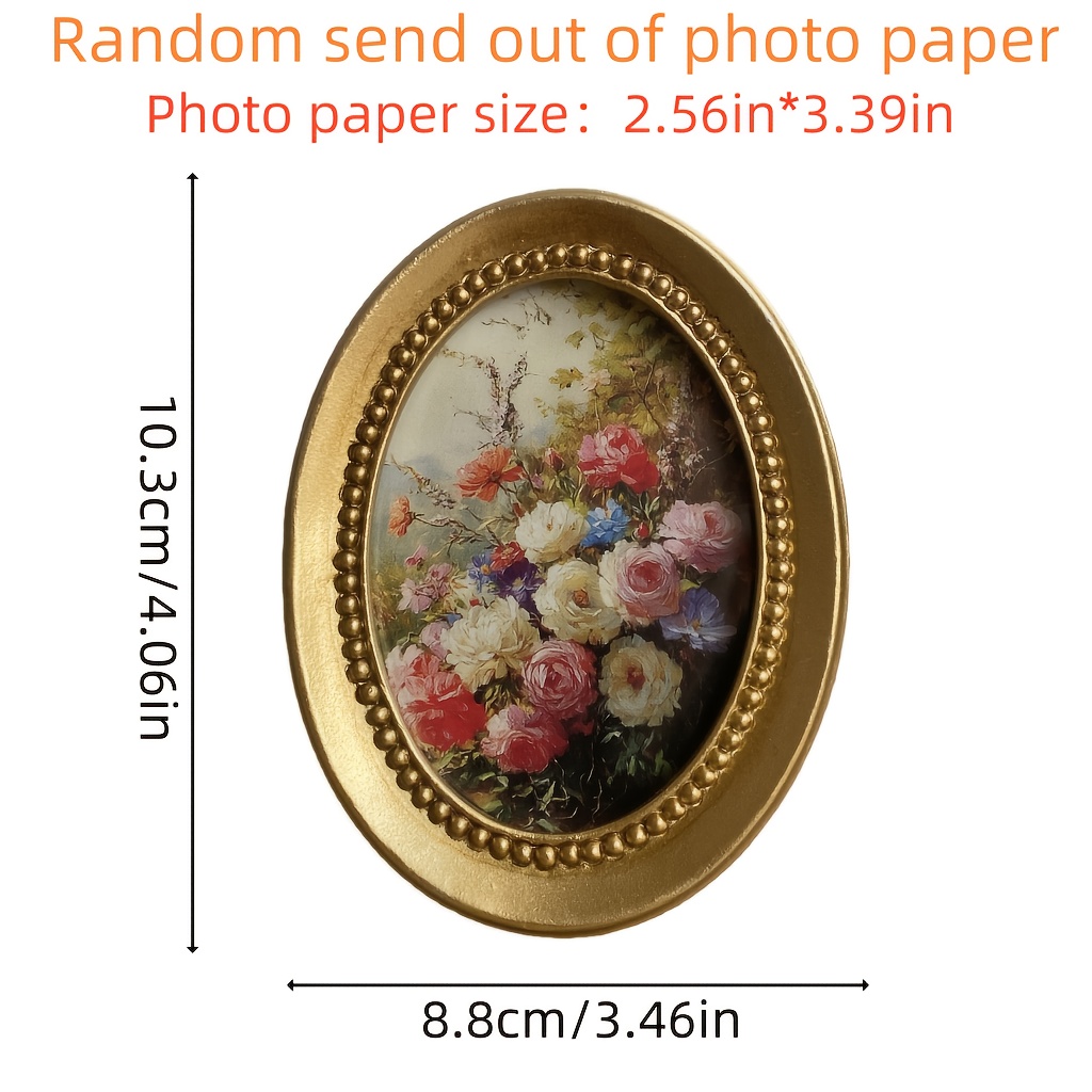 Image of European Retro Golden Resin Small Photo Frame Wall Photo Wall Easy American Pastoral Style Ornaments