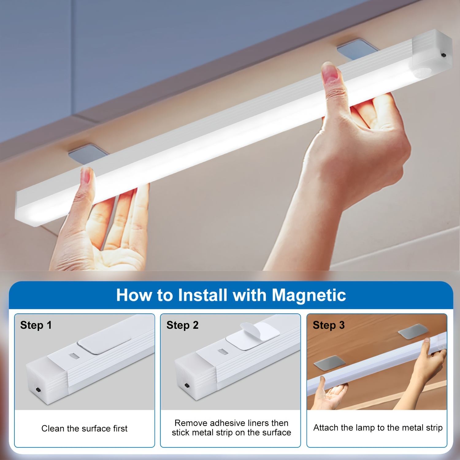 6-Pack LED Motion Sensor Lights, USB Rechargeable Under Cabinet Lights