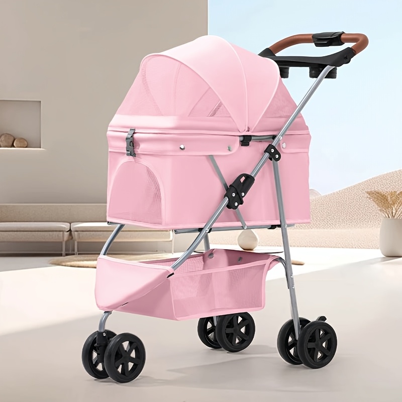 three wheel pet stroller lightweight foldable outdoor dog Temu