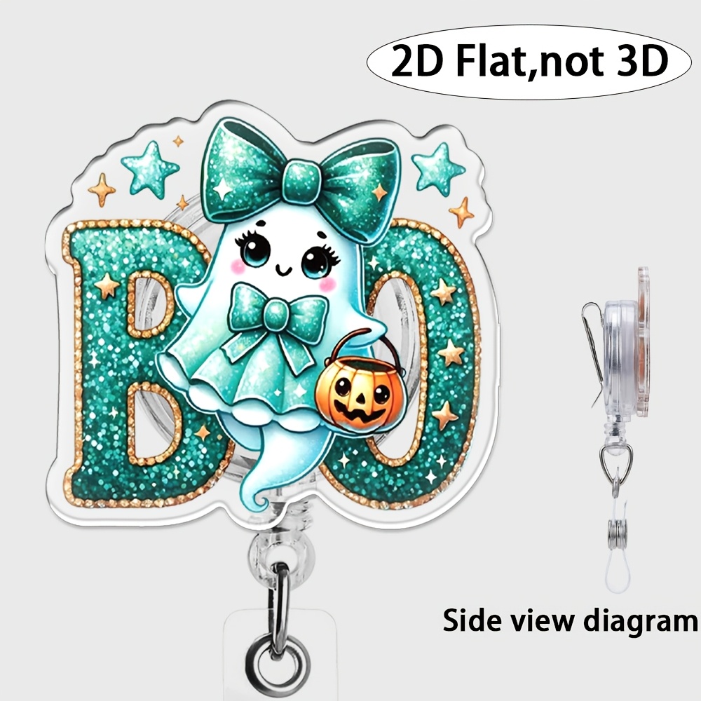 TEMU Boo Halloween Badge Reel, Funny Nurse Badge Holder 2d Flat (non-3d) | Durable Material | Cute Retractable Id Badge Scroll, An Office Essential |