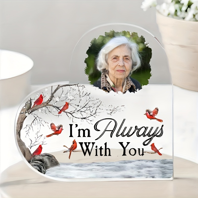 

1pc Custom Acrylic Memorial Plaque, "i'm Always With You" Personalized Photo Tribute, Sympathy Bereavement Gift For Loss Of Mom, Dad, Family Friends, Durable Keepsake With Stand