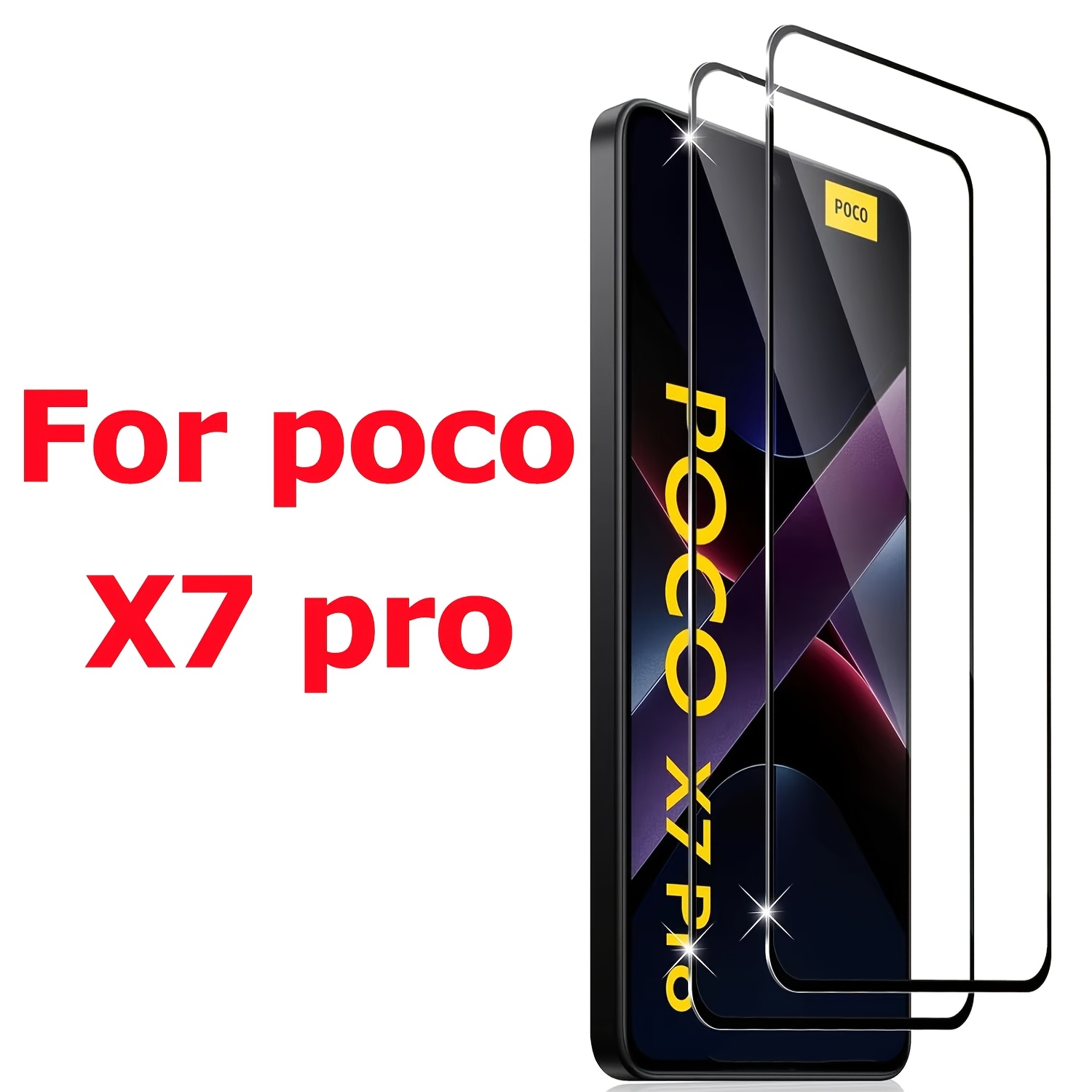 TEMU 2pcs 9h Tempered Glass For Xiaomi Poco X7 Pro 5g Full Coverage Screen Protector For Poco X7pro Glass Protection