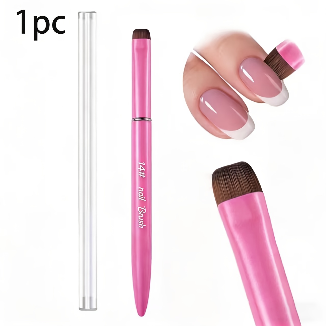 3-in-1 French Nail Brush With Multi-functional Tips - Fine Nail Art Brush For Gel & Acrylic Nails, Precise Cleaning, Nail Polish Remover, Nail Polish Brush