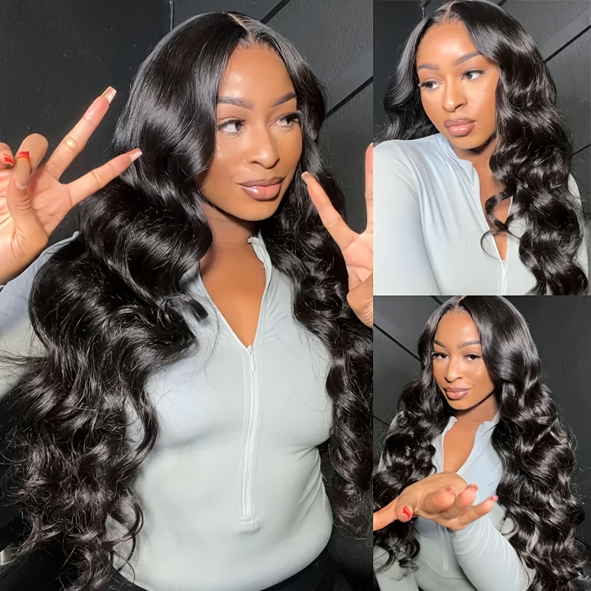 Image of Body Wave Bundles Human Hair Human Hair Bundles Brazilian Hair 3 Bundles Double Weft Hair Extensions Human Hair Natural Black For Woman