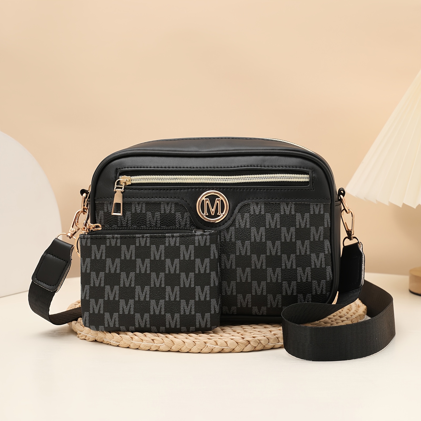 TEMU Special Edition 2pcs Set: Versatile Wide Strap Shoulder Crossbody Bag And Camera Bag
