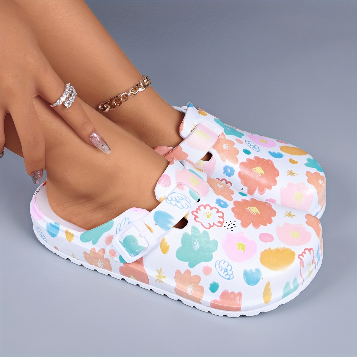 mules à bout fermé femmes boucle réglable chaussures plates Temu