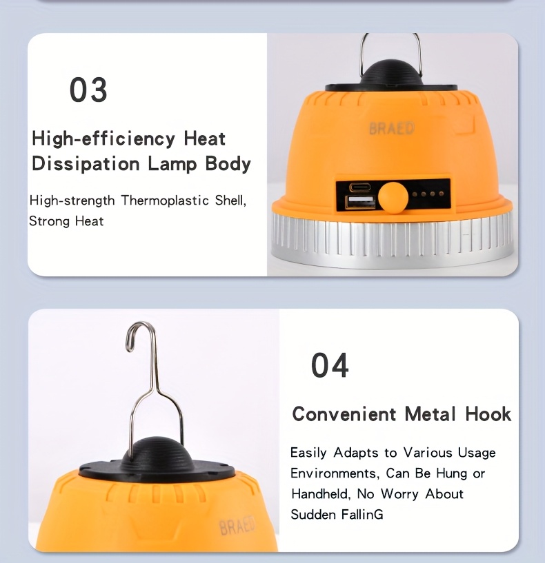 rechargeable led camping lantern camping essentials long lasting 4   camping   bank lantern flashlight for camping emergency power outages Product details 10