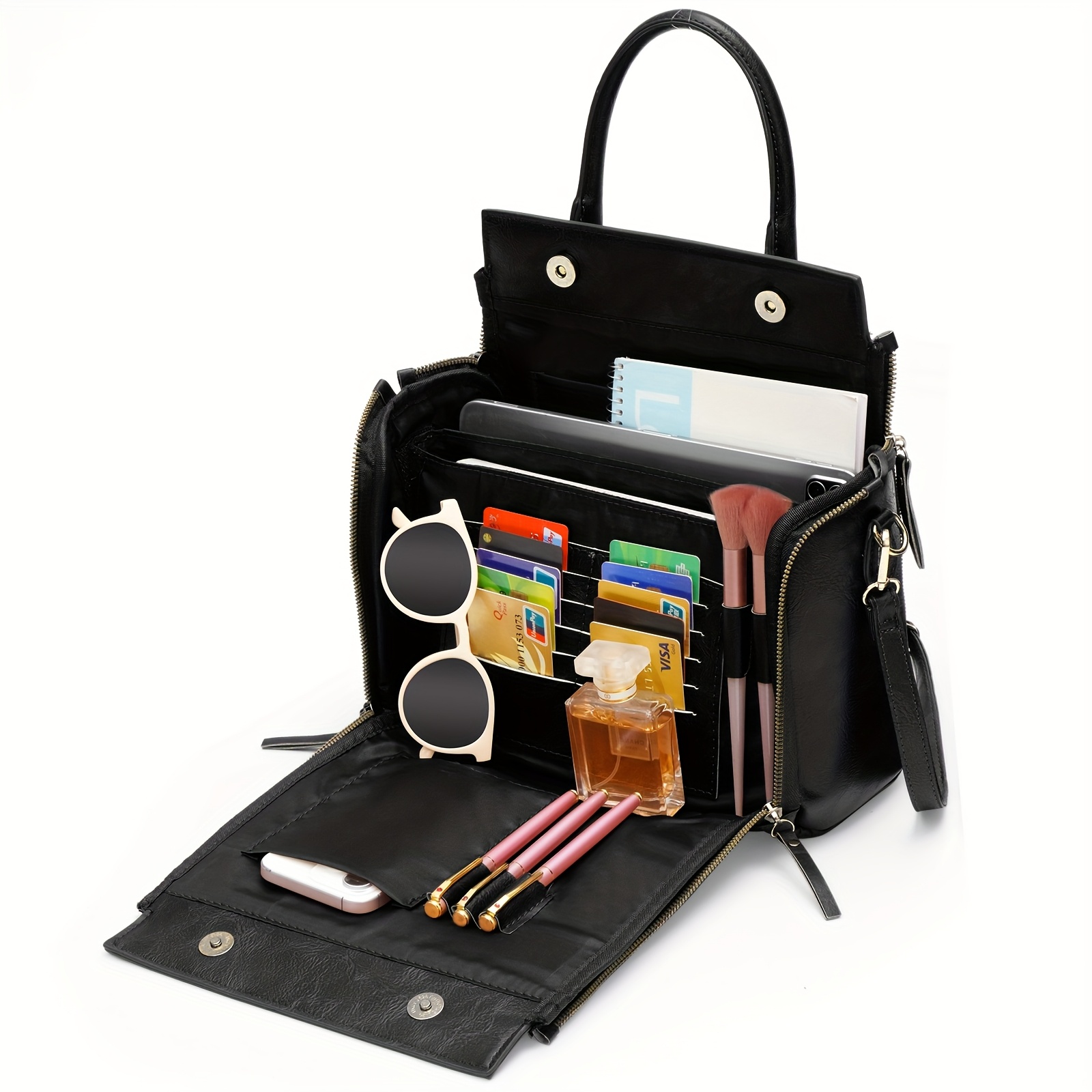 Image of Handbag Western Women Bag Handbag Purse Portable Storage Bag With Multi Card Slots Women's Multi Layer Crossbody Bag