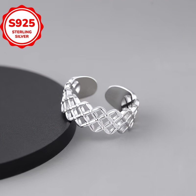 Stylish Grid Pattern Unisex Open Ring