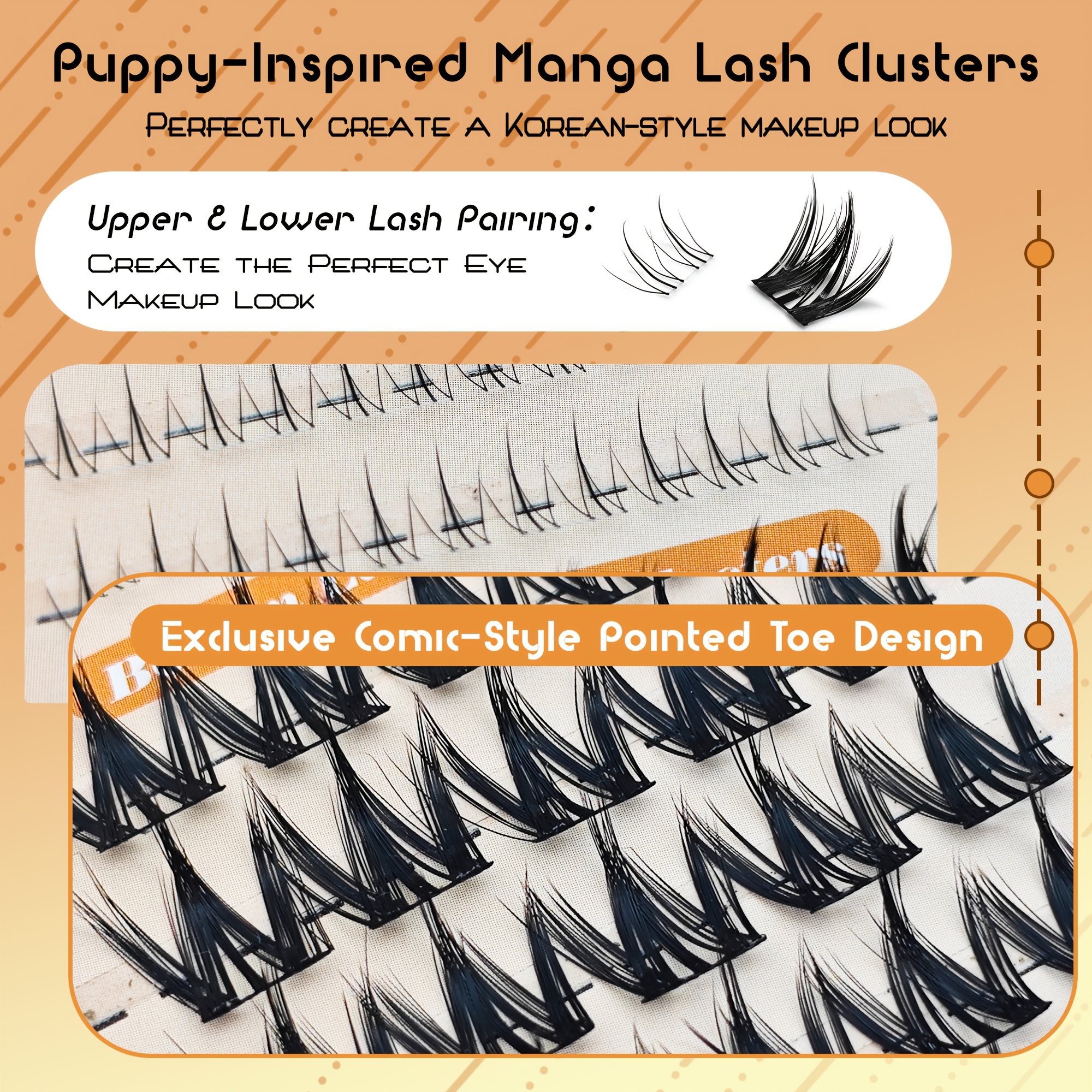 156 Clusters C-Shaped Curled False Eyelashes, Anime Style