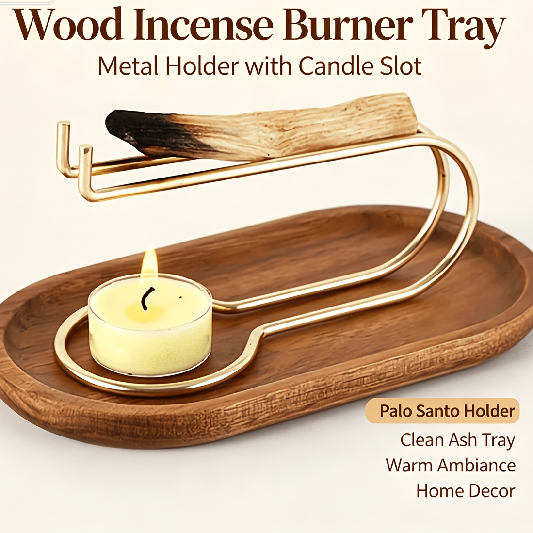 TEMU -one Incense Holder & Candle Stand Suitable For - Stainless Multi-hook Compatible For Incense Sticks/candles, Odorless Base, Modern Minimalist