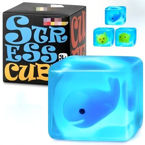 taba creatures ice cubes slow rising squeeze sensory toy with adorable embedded marine animal shapes made of tpr material for a bouncy stress relief experience slow rebound sensory stimulation toy office desk relaxation