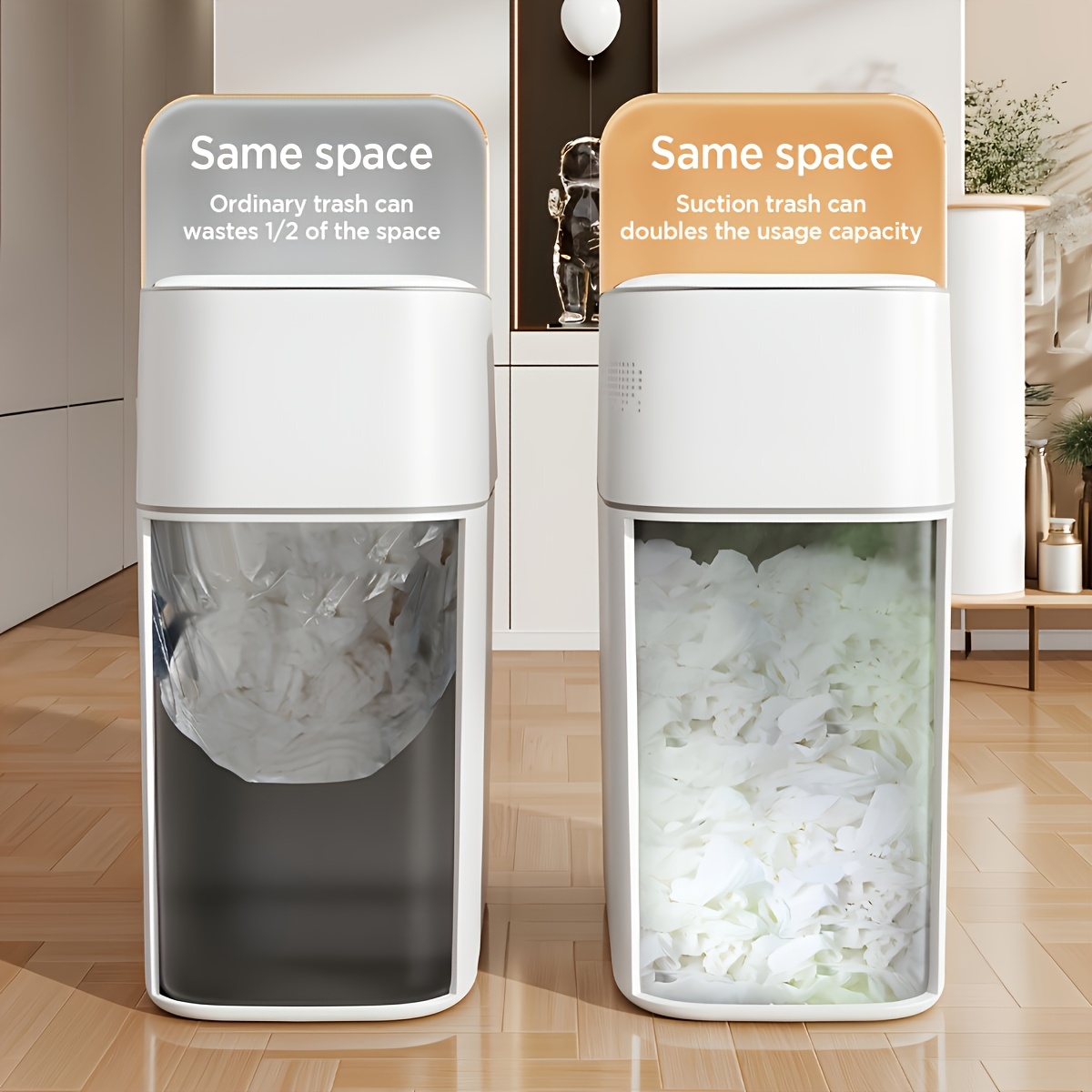 automatic smart trash can for bathroom 3 8gal 14l touchless motion sensor garbage bin   2 gen fan auto expand garbage bags   design for narrow space with small lid   bin   kitchen office bedroom toilet rv Product details 2