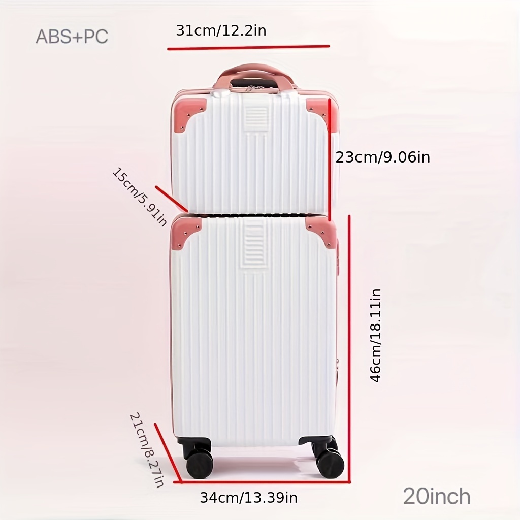 2pc travel big and small suitcase set with large capacity and password lock for travel vacation holiday daily use 20 inch trolley suitcase ideal choice for gifts 2