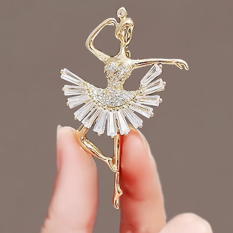 

Elegant Golden-tone Ballet Dancer Brooch - Scarves & Apparel, Ideal Enthusiasts, For Return School