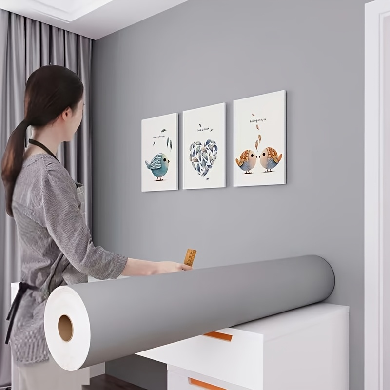 gray wallpaper for bedroom   desktop furniture renovation self   waterproof and wipeable wall sticker