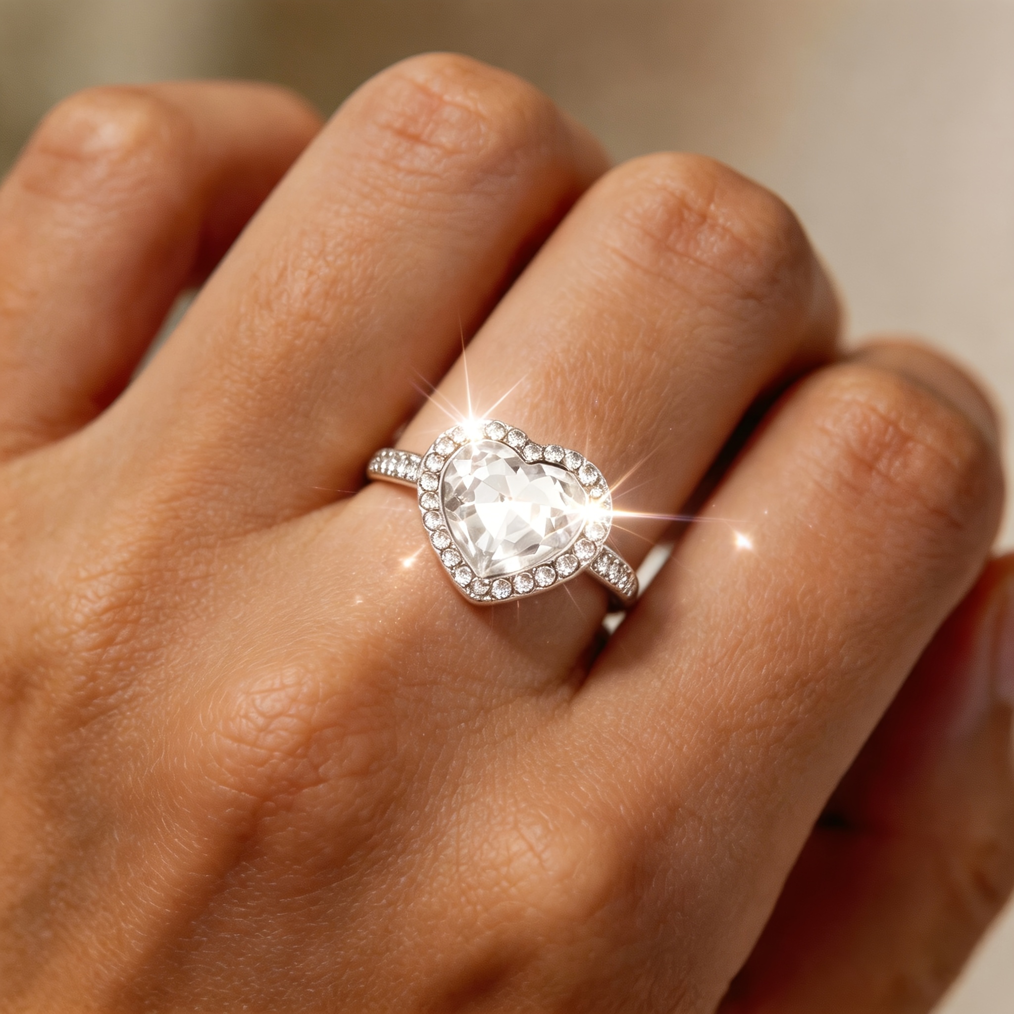 4pcs Elegant Love Ring Set for Women, Sparkling Style