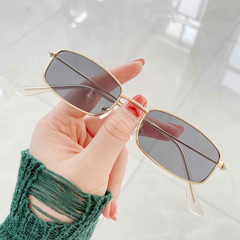 Moda Lujo Rimless Square Gafas de sol mujer Diseñador Retro Sun Glasses  Femenino Gran Marco Degradado Espejo Vintage Oculos