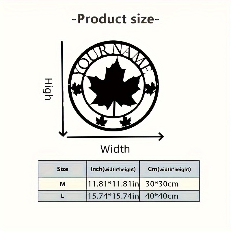 Custom Canadian Maple Leaf Metal Wall Art - Personalized Family Name Sign - Easy Stick-On with No-Residue Adhesive, Perfect for Outdoor Decor