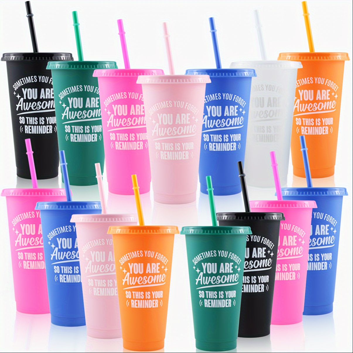 

5-pack 24oz Inspirational Sports Water Bottles With Lids And Straws - Pp Polypropylene Tumblers, Reusable, Leakproof, Ideal For Easter, Appreciation Gift For Teachers And Coworkers