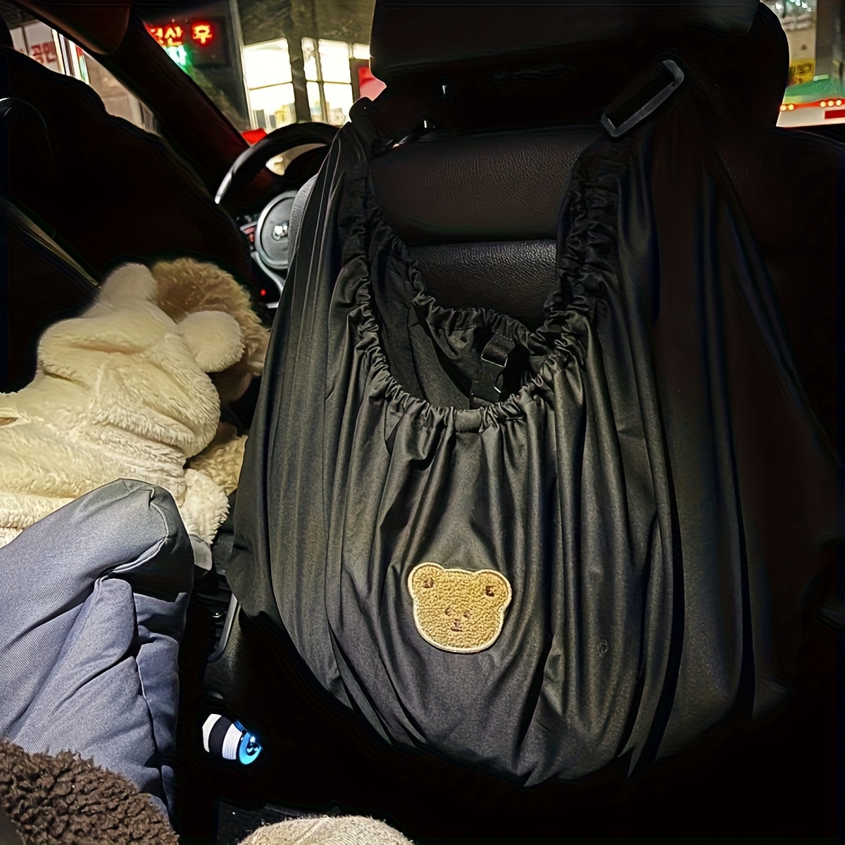 TEMU Black Cozy Mommy Stroller Storage Hanging Bag, Stroller Accessory